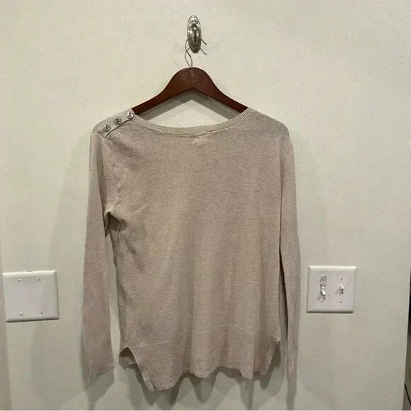 Sigrid Olsen linen blend beige sweater in size small classic preppy minimalist - Picture 3 of 3
